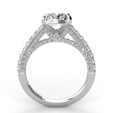 Three Sided Pave Radiant Diamond Engagement Ring 0.73ct