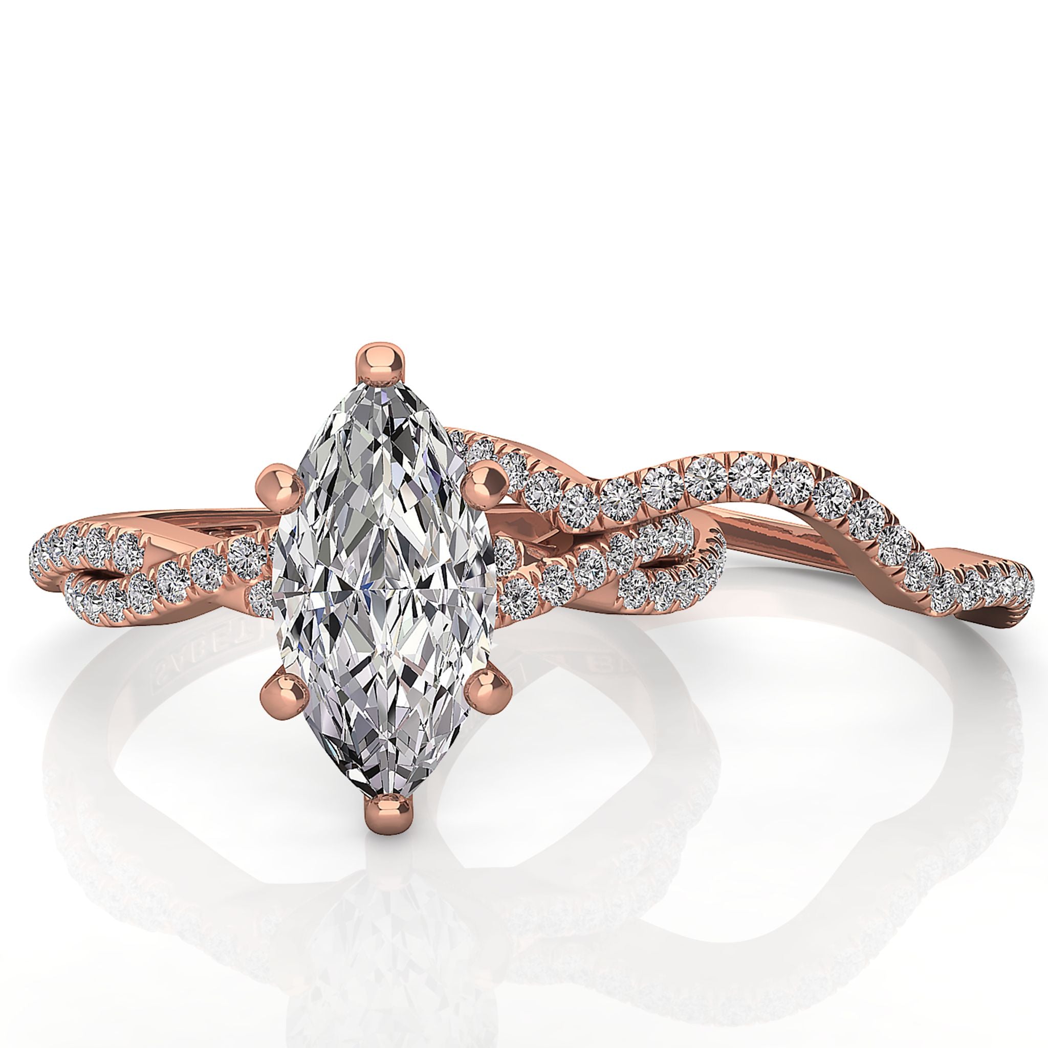 Marquise Twist Diamond Engagement Ring Set 0.22ct
