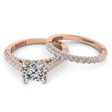 Three Sided Cushion Diamond Engagement Ring Set 1.36ct