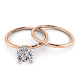 Cushion Pave Solitaire Engagement Ring Set 0.05ct