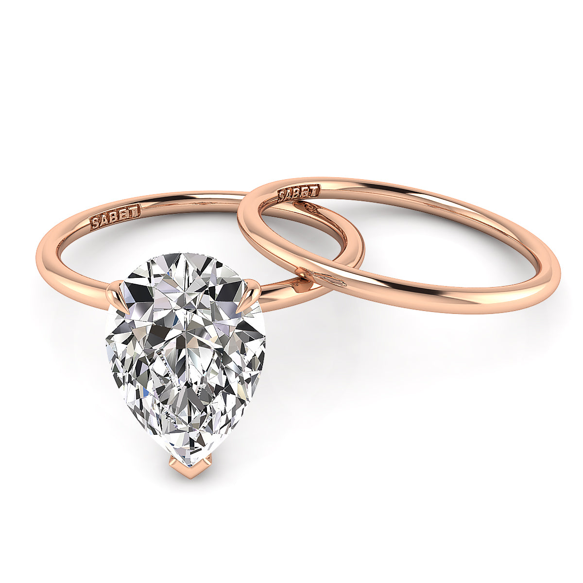 Pear Pave Engagement Ring with Diamond Belt Set 0.05ct