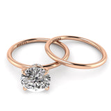Round Pave Diamond Engagement Ring with Diamond Belt 0.05ct