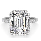 Emerald Diamond Engagement Ring Hidden Halo 0.34ct
