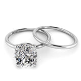 Cushion Pave Solitaire Engagement Ring Set 0.05ct