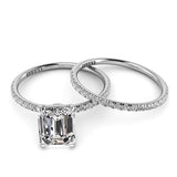 Emerald Pave Diamond Engagement Ring with Diamond Belt Set 0.40ct