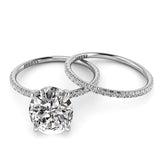 Cushion Pave Diamond Engagement Ring with Diamond Belt Set 0.40ct