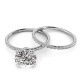 Round Pave Diamond Engagement Ring with Diamond Belt Set