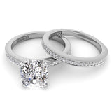 Long Cushion Diamond Engagement Ring Setting .21cts