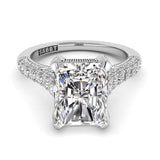 Three Sided Pave Radiant Diamond Engagement Ring 1.10ct