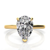 Solitaire Pear Shape Hidden Halo Engagement Ring