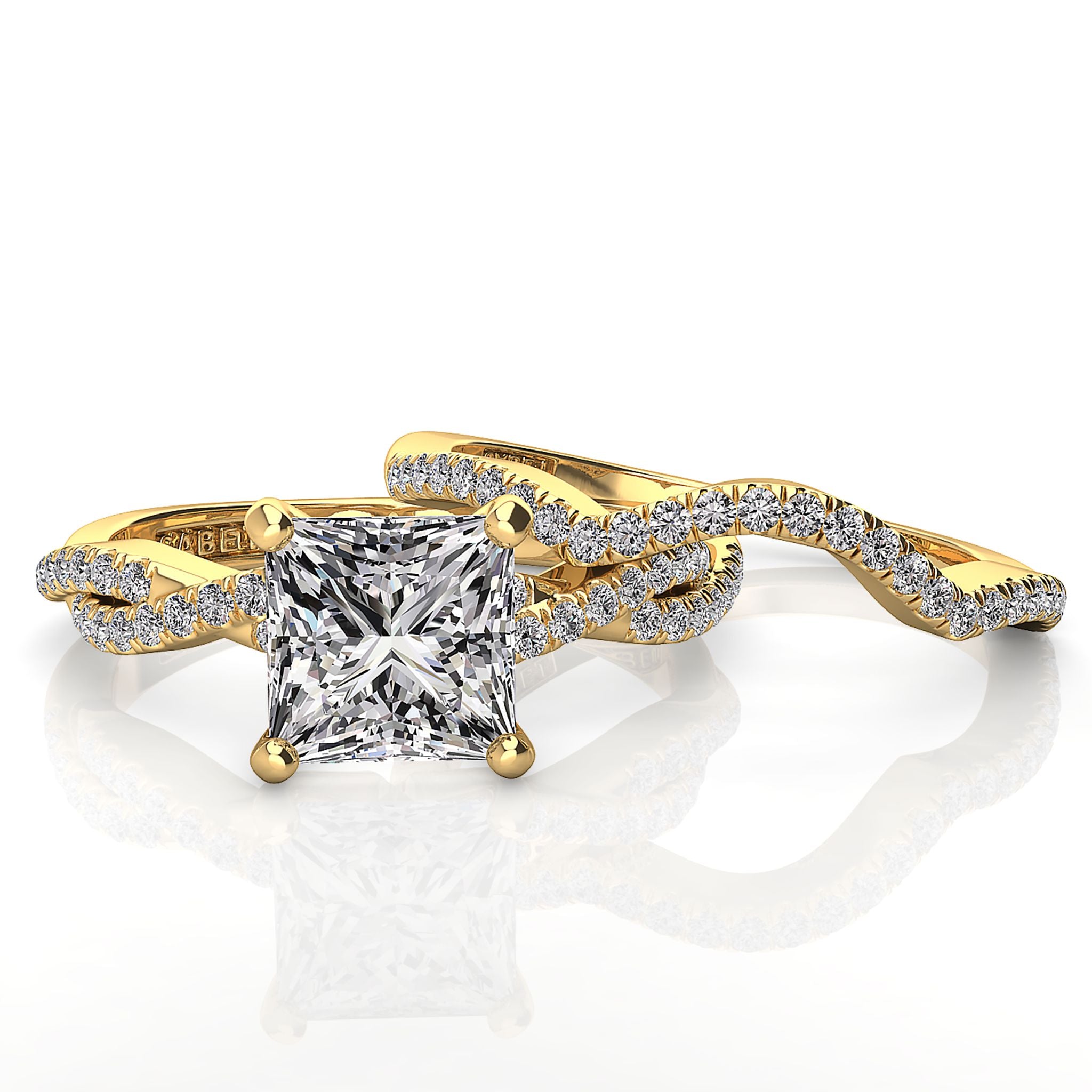 Princess Twist Diamond Engagement Ring Set 0.22ct