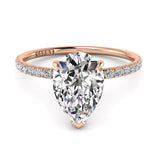 Pear Pave Diamond Solitaire Engagement Ring 0.21ct