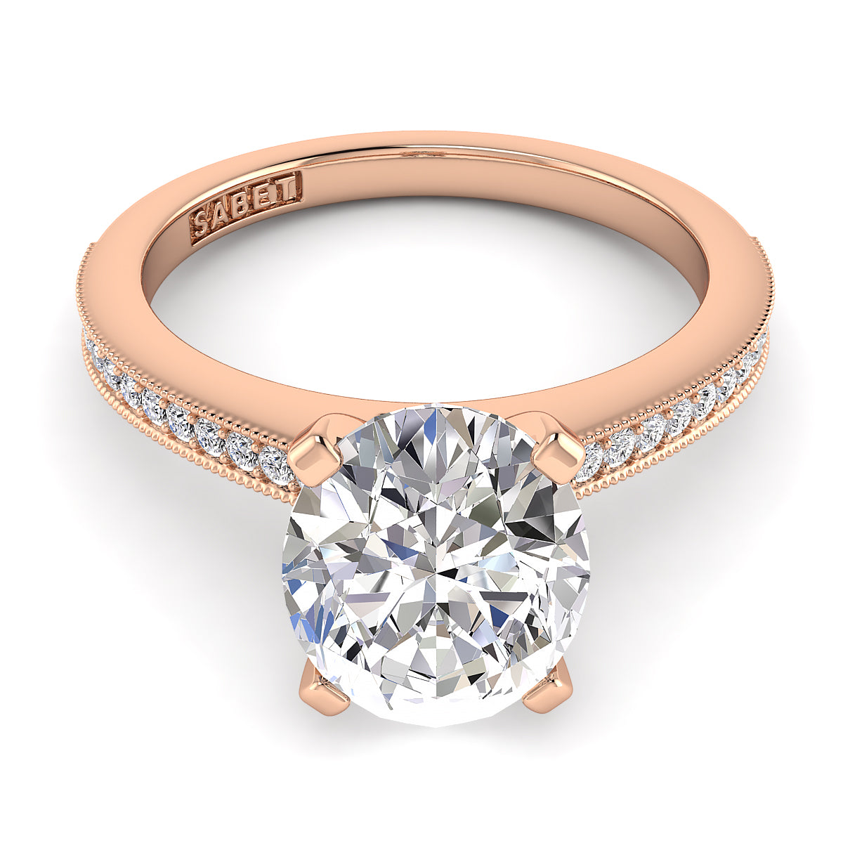 Oval Diamond Engagement Ring .11ct Milgrain