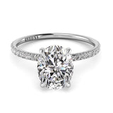 Oval Pave Diamond Engagement Ring with Diamond Belt 0.21ct