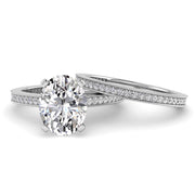 Oval Diamond Engagement Ring Set .21ct Milgrain  Jeweler Near Me 