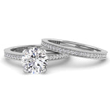 Round Diamond Engagement Ring Set .21ct Milgrain