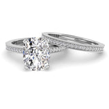 elongated cushion cut diamond engagement ring set