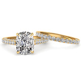 Three Sided Long Cushion Diamond Engagement Ring Set 1.36ct