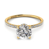 Round Pave Diamond Engagement Ring with Diamond Belt 0.21ct