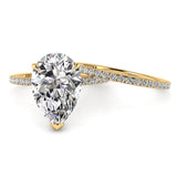 Pear Pave Diamond Engagement Ring with Diamond Belt Set 0.40ct