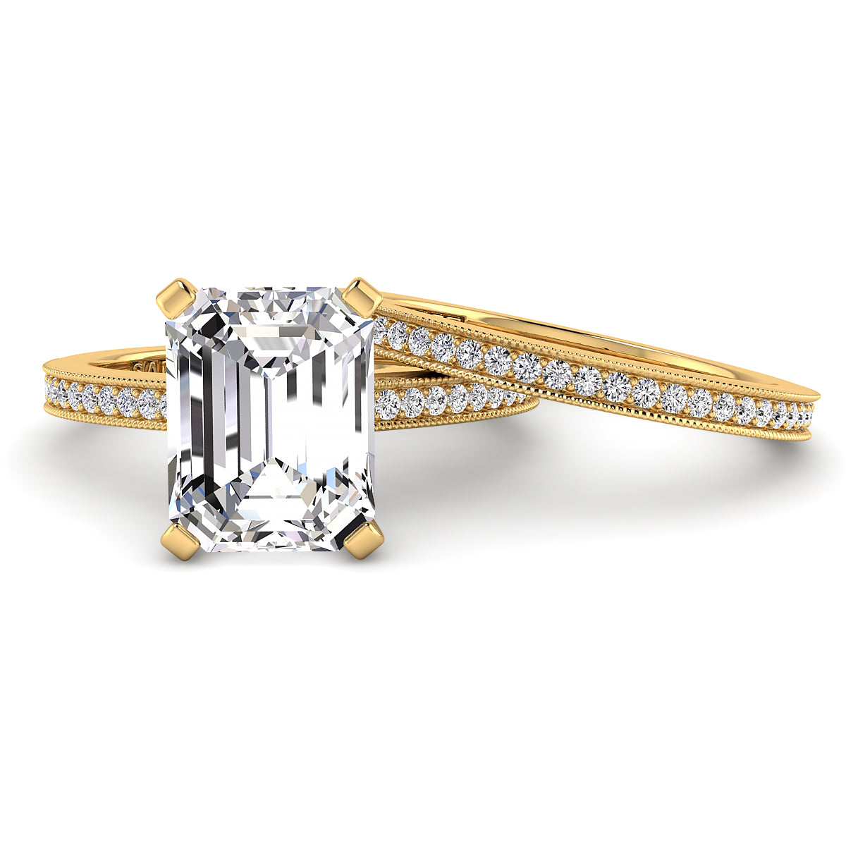 Emerald Diamond Engagement Ring Set .21ct