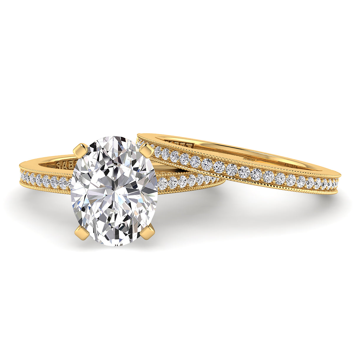Oval Diamond Engagement Ring Set .21ct Milgrain Jeweler in falls church va
