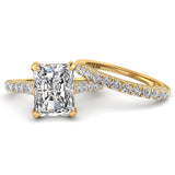 Three Sided Pave Radiant Diamond Engagement Ring Set 1.10ct