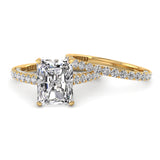 Three Sided Pave Radiant Diamond Engagement Ring Set 1.33ct