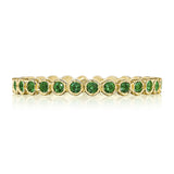 Round Bezel Droplet Wedding Band with Emerald