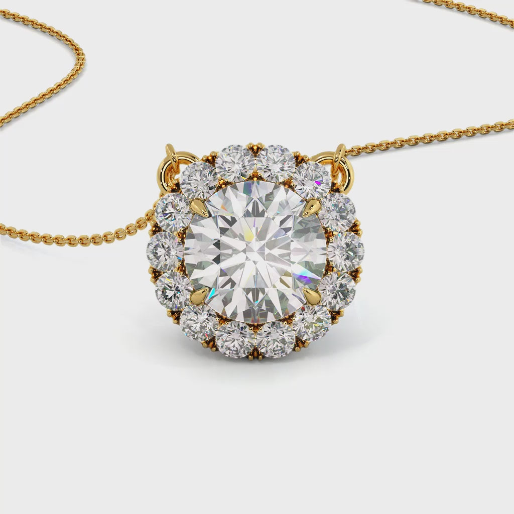 Halo Diamond Pendant and Chain 5mm