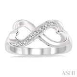 Silver Infinity Heart Shape Diamond Ring