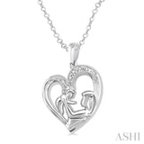 Mom & Child Silver Diamond Pendant