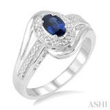 Oval Shape Silver Gemstone & Diamond Ring