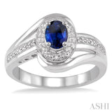 Oval Shape Silver Gemstone & Diamond Ring