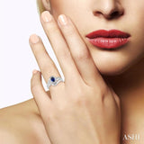 Oval Shape Silver Gemstone & Diamond Ring