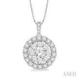 3/4 Ctw Round Cut Diamond Lovebright Pendant in 14K White Gold with Chain
