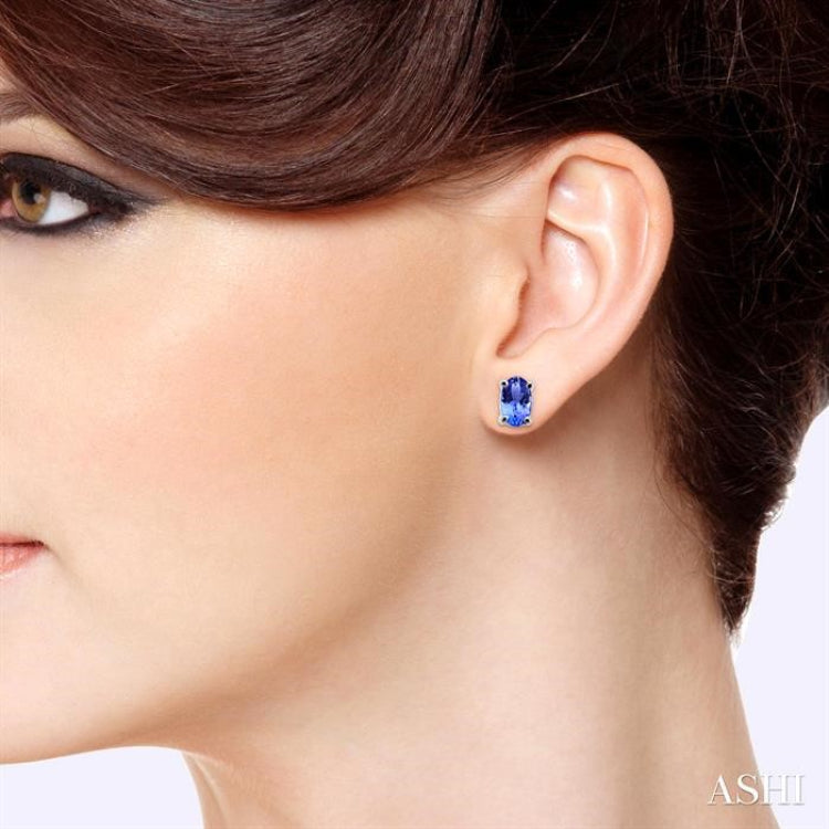 Oval Shape Stud Gemstone Earrings