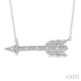1/20 Ctw Round Cut Diamond Arrow Pendant in Sterling Silver with Chain