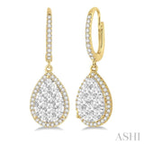 1 1/2 Ctw Pear Shape Diamond Lovebright Earrings in 14K Yellow and White Gold