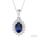 Oval Shape Gemstone & Diamond Pendant