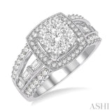 1 3/8 Ctw Diamond Lovebright Vintage-Inspired Halo Style Engagement Ring in 14K White Gold