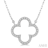 1/6 Ctw Floral Round Cut Diamond Necklace in 10K White Gold