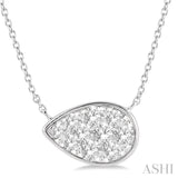 3/4 Ctw Pear Shape Lovebright Diamond Necklace in 14K White Gold