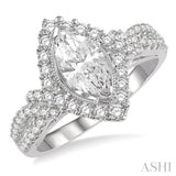 Marquise Shape Semi-Mount Diamond Engagement Ring