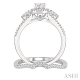 Oval Shape Three Stone Diamond Wedding Set