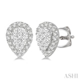 1/2 Ctw Pear Shape Lovebright Diamond Stud Earrings in 14K White Gold