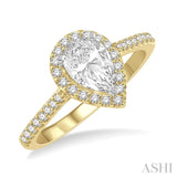1/3 Ctw Pear Shape Semi-Mount Diamond Engagement Ring in 14K Yellow and White Gold