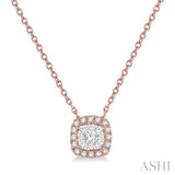 1/6 Ctw Cushion Shape Lovebright Diamond Necklace in 14K Rose and White Gold