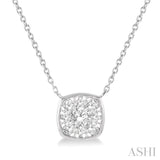 1/3 Ctw Cushion Shape Lovebright Diamond Necklace in 14K White Gold