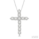 1/4 Ctw Round Cut Diamond Cross Pendant in 14K White Gold with Chain